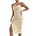 thumbnail image 2 of Pisexur Robe Sans Manches Épaules Dénudées Hauteur Genou Mode Femme Décontractée Robe Sans Manches Ajourée Robe Femme, 2 of 8