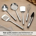 thumbnail image 3 of shiyou-Stainless Steel Cooking Utensils Set 6 Pieces, Kitchen Tools Set Include Metal Spatula Set, Skimmer, Ladle, Tong, Whisk, Kitchen Gadgets Essentials New Home Must Have, 3 of 4