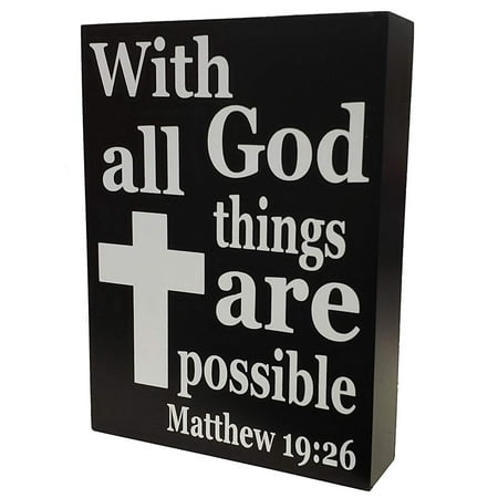 JennyGems Christian Collection Wood Sign With God All Things Are Possible Matthew 19:26 - Home Decor Religion