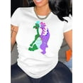 thumbnail image 1 of Women's Casual Dinosaur Graphic T-Shirt - Comfy Summer Short Sleeve, White Crew Neck with Double-Headed Dinosaur Print, Lightweight Polyester Blend, Perfect for Casual Attire, Dinosaur Clothes, 1 of 8