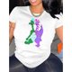 thumbnail image 1 of Camisetas para mujer Verano manga corta Tops para DeportesWomen's Casual Dinosaur Graphic T-Shirt - Comfy Summer Short Sleeve, White Crew Neck with Double-Headed Dinosaur Print, Lightweight Polyeste, 1 of 7