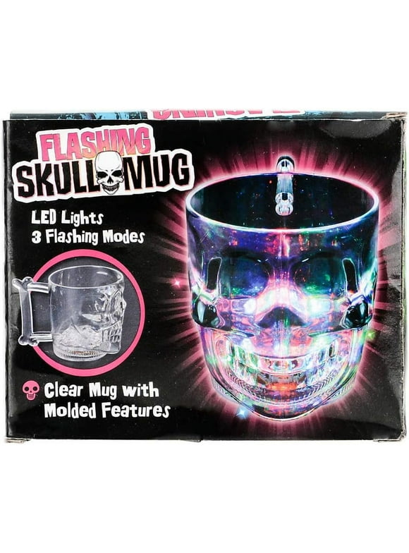 Rhode Island Novelty Flashing Skull Mug - Unique Lights Drinking Mug For Halloween Cocktail, Birthday Squad Cups, Fun Drinking Accessories, Novelty LED Light Up Party Mugs for Kids and Adults - 16 Oz.