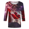 thumbnail image 3 of Blouses pour Femmes Mode, Mode Femmes Imprimé Col Rond Manches 3/4 T-Shirt Chandail Haut Blouse, 3 of 5