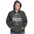 thumbnail image 4 of Funny Keep Calm Mom is Here Meme Zip Hoodie Sweatshirt Women Brisco Brands 2X, 4 of 4