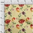 thumbnail image 1 of oneOone Viscose Chiffon Pale Yellow Fabric Flower & Leaves Watercolor Sewing Material Print Fabric By The Yard 42 Inch Wide, 1 of 4