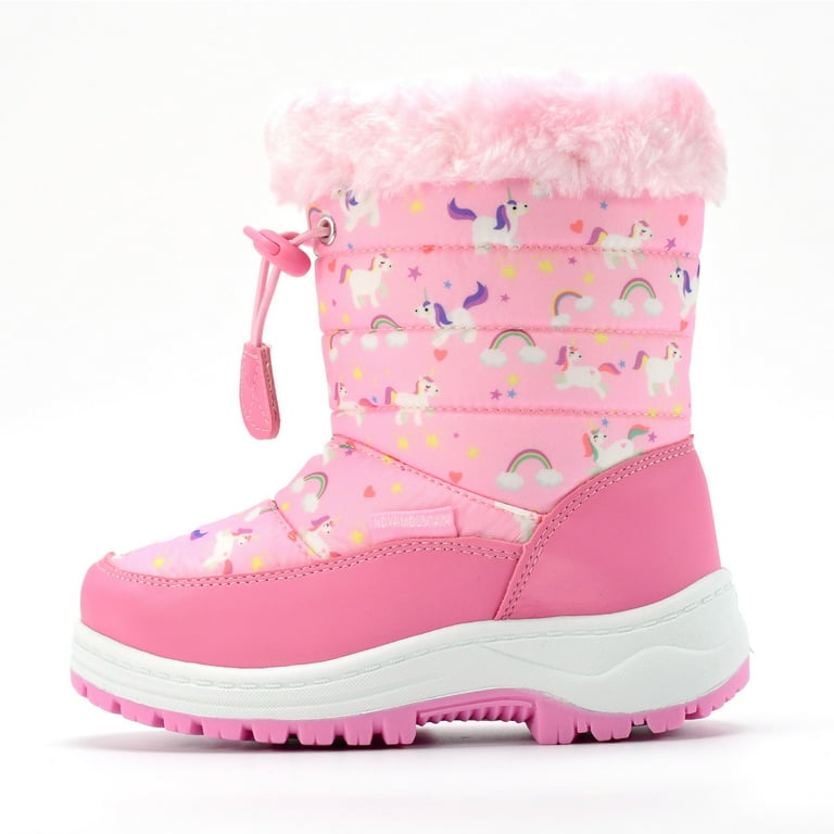 Nova Mountain Kids Winter Snow Boots, Medium Pink Unicorn, Size