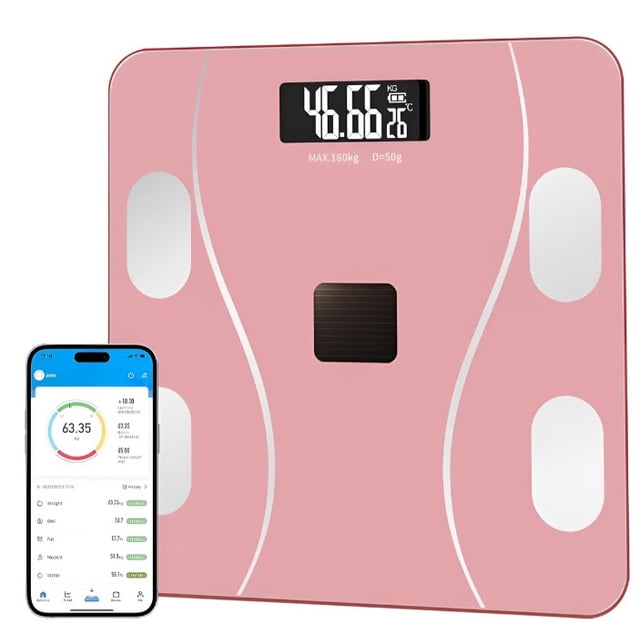 Báscula Digital con App para Monitoreo de Peso Rosa