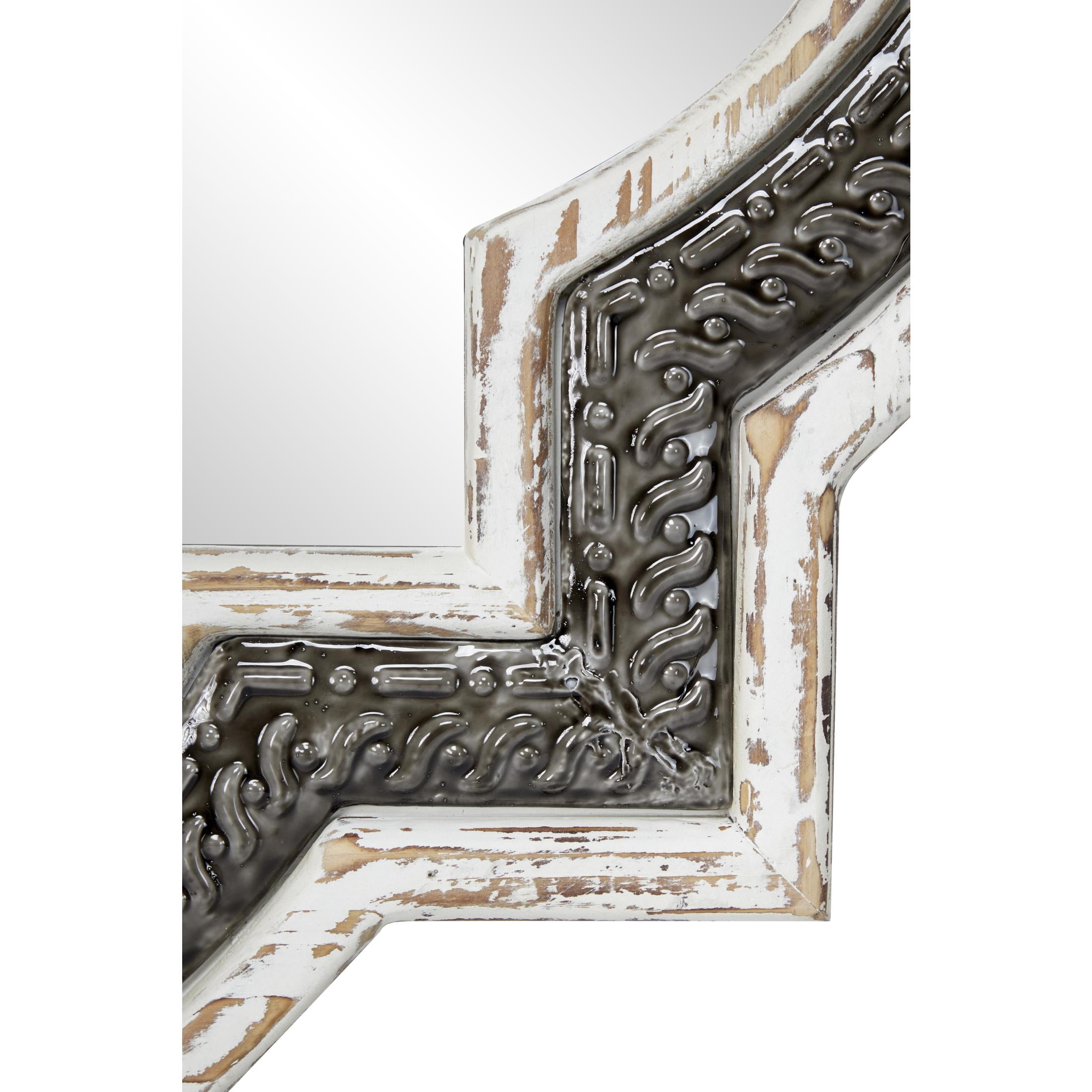 DecMode 30" x 30" White Quatrefoil Wall Mirror with Dark Gray Metal