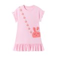 thumbnail image 2 of Bellafa 2-7T Girl's Summer Dress 100% Cotton Ruffle Sleeve A-Line Casual Sundress Toddler Kids Appliuqe Shirt Dresses, 2 of 7