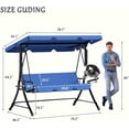 thumbnail image 2 of LAZZO 3-Seat Outdoor Porch Swing, Reclining Lounge Bed Convertible, Adjustable Canopy & Removable Cushions, Blue, 2 of 10
