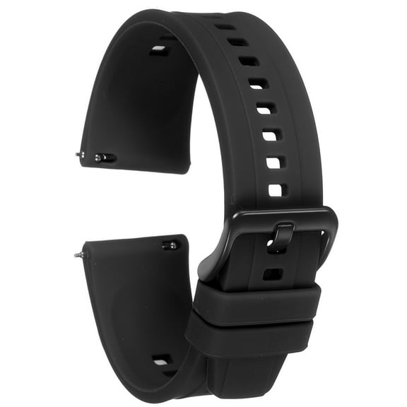 Uxcell Silicone Watch Band 22mm Quick Release Flexible Soft Rubber Replacement Watch Strap with Stainless Steel Black Clasp for Men Women, Black