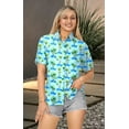 thumbnail image 5 of HAPPY BAY Women's Floral Beach Hawaiian Blouse Shirt T-Shirt Blouses Short Sleeve Button Up Dress Tee Shirts Tops for Women S Island Palm, Blue, 5 of 5