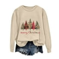thumbnail image 5 of TTUHYWXI Christmas Sweatshirts for Women Merry Christmas Tree Graphic Long Sleeve Xmas Vacation Pullover Christian Tops (Beige, M), 5 of 6