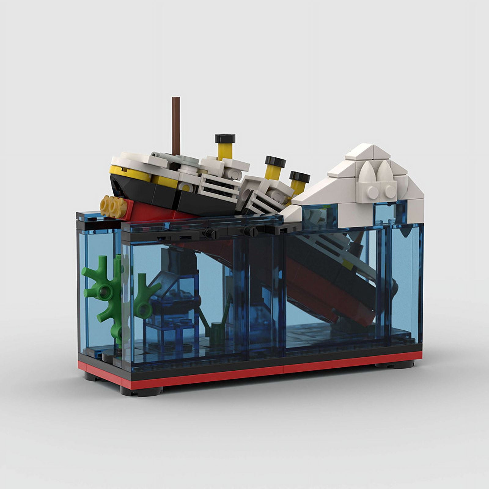MOC 247PCS Sinking Ship Diorama Building Blocks Set, Bottle Ship Model Kit with Display Box for Kids & Adults