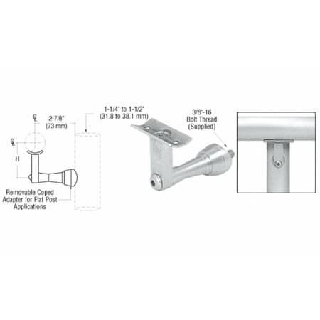 Railing Post Anchor CRL Mill Aluminum 2-Way Adjustable Concealed Post Mounted Hand Railing Bracket for 1-1/2