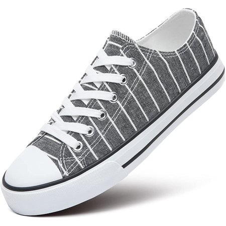 

ZGR Women’s Canvas Low Top Sneaker Lace-up Classic Casual Shoes Black and White