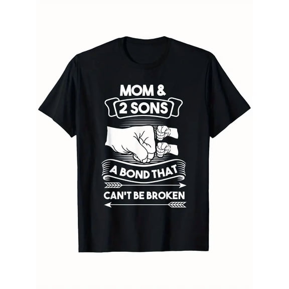 Mom & Two Sons Unbreakable Bond Fist Bump Graphic Women 100% Cotton Short Sleeve T-Shirt