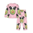 thumbnail image 2 of Wukai Panda Avocado Print Women's Pajama Set - Soft Long Sleeve Sleepwear for Comfort and Style-Large, 2 of 9