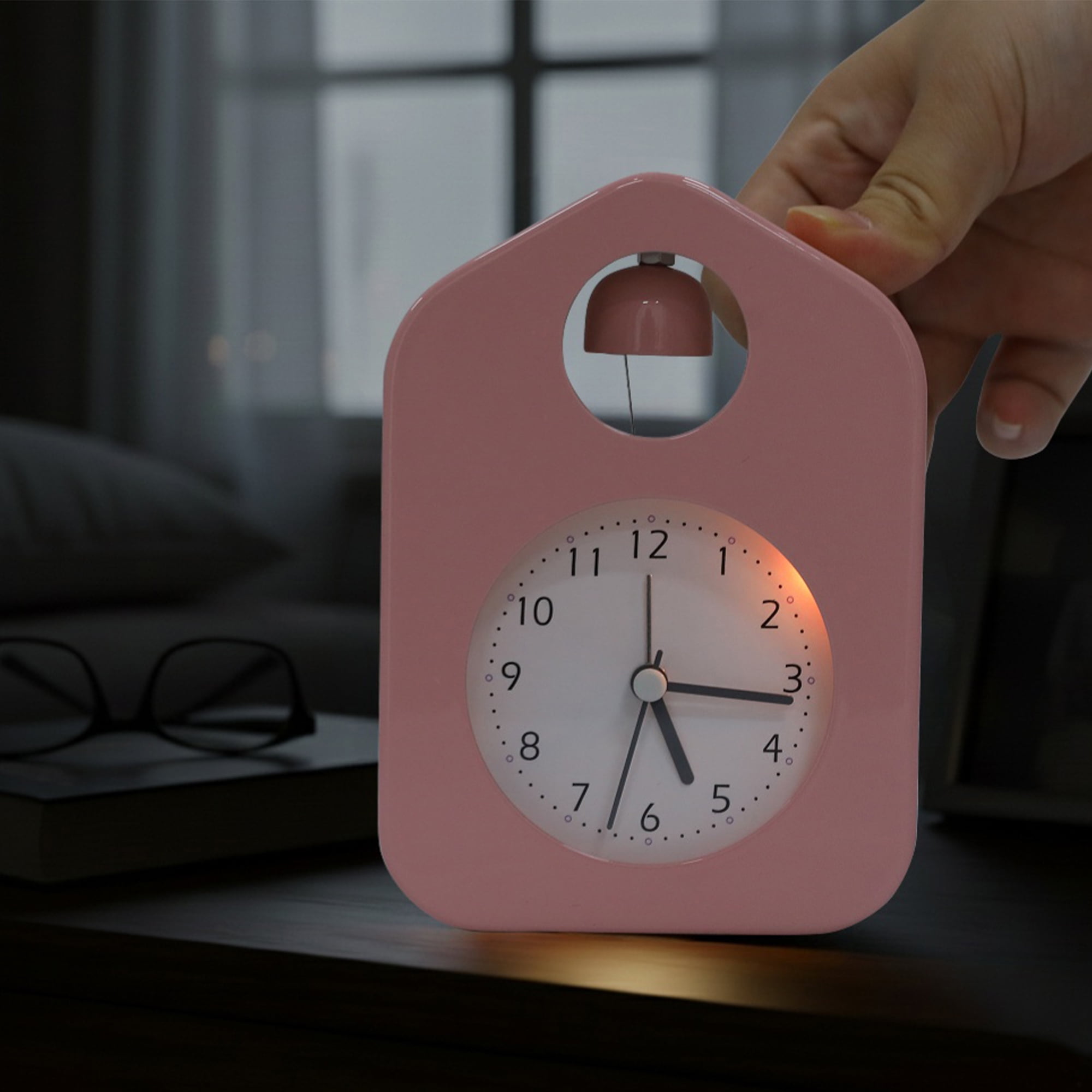 Unique Bargains Non-Tick Alarm Clock with Round Bell Design Grey 3.9"L x 2.0"W x 5.5"H