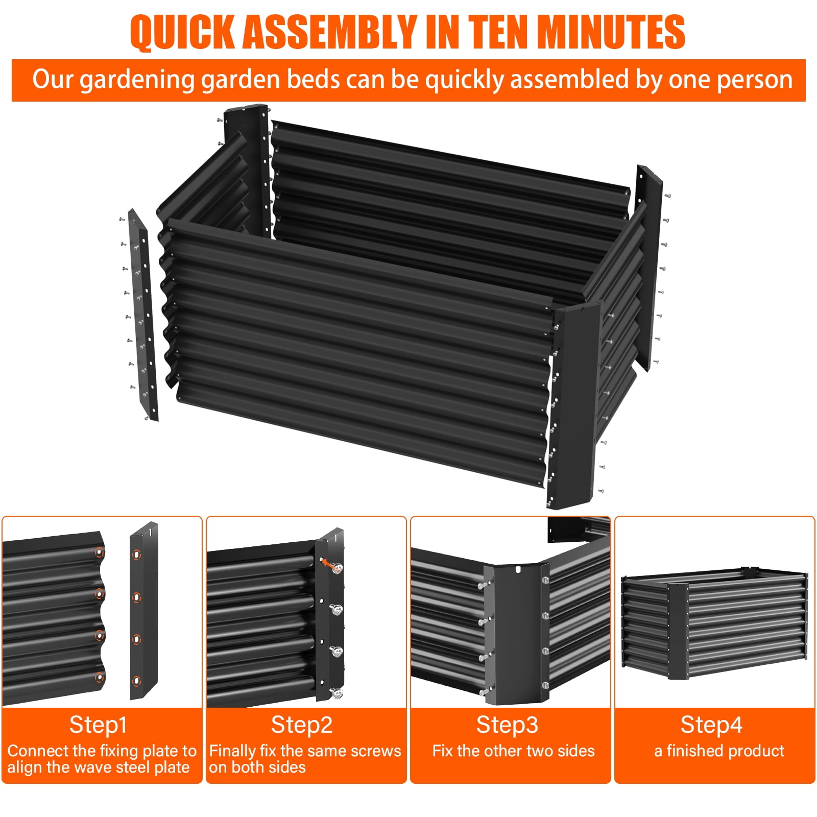 2PCS Galvanized Raised Garden Bed 4×2×1ft, Large Outdoor Metal Planter Box with 60 Gal Soil Capacity, Garden Bed Kit for Vegetables, Fruits, Flowers & Herbs