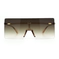 thumbnail image 3 of Oversize Rimless Shield Square Rectangle Large Sunglasses Beige - Brown, 3 of 8
