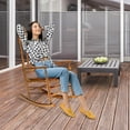 thumbnail image 5 of PINDEE Wood Rocking Chair Outdoor with 450 lbs Support Relaxing Rocker Solid Wood High Back Seat Reclining Seat for Deck, Garden, Backyard, Porch, Indoor or Outdoor Use, Teak, 5 of 5