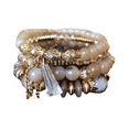 thumbnail image 3 of yuksok Boho Multilayer Bead Bracelet Stretch Bangle Unique Charm Beaded Bracelets Khaki, 3 of 9