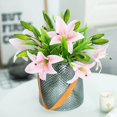 thumbnail image 4 of Flores artificiales, 5 flores de lirio artificiales de tacto real (rosa) TUNC Sencillez, 4 of 5