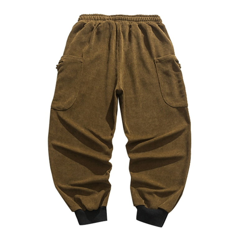 TAIAOJING Mens Wide Leg Cargo Pants Male Autumn And Winter Warm