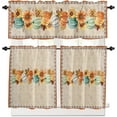 thumbnail image 2 of 3 Piece Curtains Tiers and Valances Set, Thanksgiving Sunflower Pumpkin Fall Vintage Farm Decoration Rod Pocket Short Window Treatment Tiers Curtains Panel and Valance for Cafe Bathroom Kitchen, 2 of 6