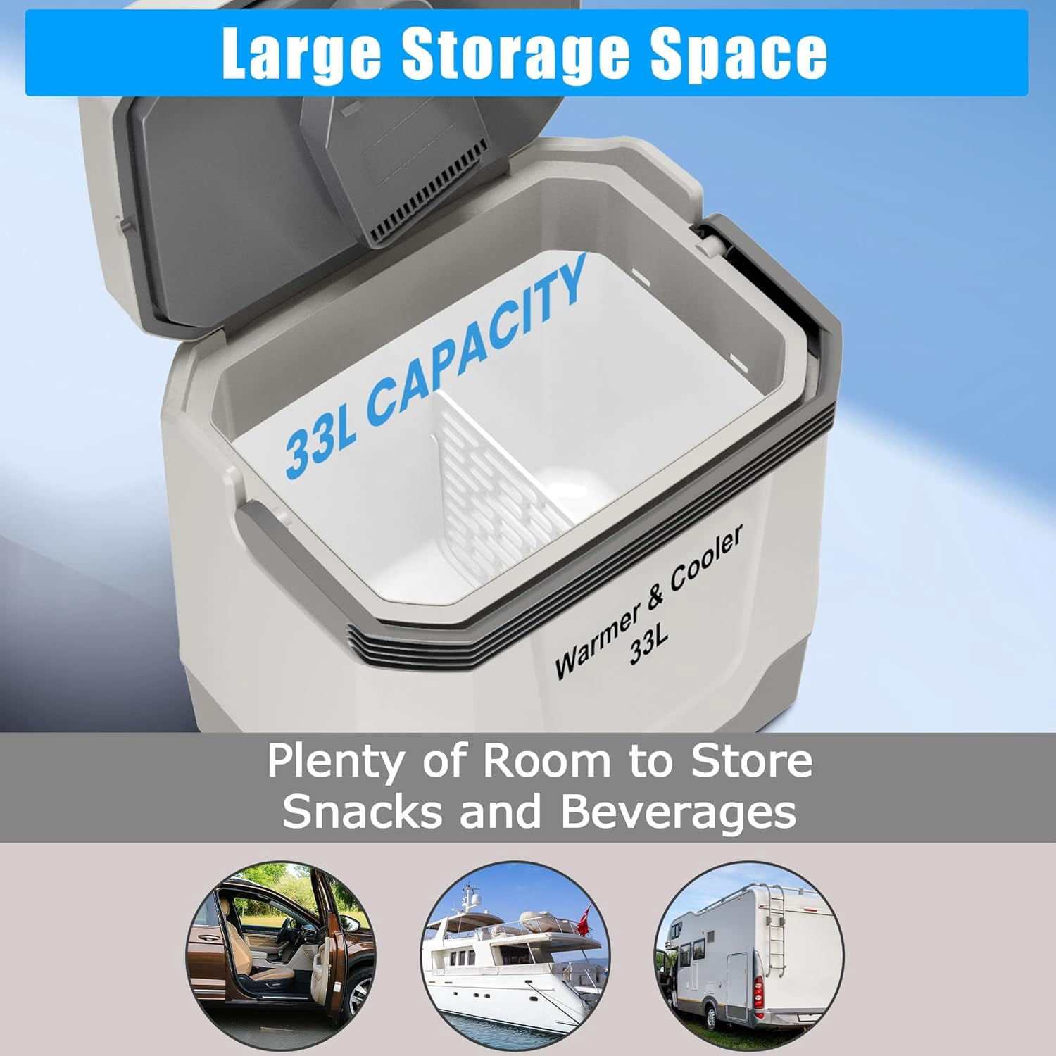 Riedhoff Car Refrigerator, Cooler & Warmer 35 Quart/33 L, 12V/110V AC Plug in, Gray