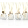 thumbnail image 1 of 4Pcs Reed Diffuser Set with Metal Golden Decoration, 3.5oz-4.2oz Empty Reed Diffuser Bottles with 20Pcs Reed Diffuser Sticks, Unique Design Bottles for Home and Office (4 Pcs Different Bottles), 1 of 7