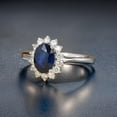 thumbnail image 3 of Sterling silver lab created blue sapphire & halo set cubic zirconia ring, 3 of 4