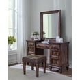 thumbnail image 2 of Avenue Upholstered Tufted Vanity Stool Weathered Burnished Brown, 2 of 2