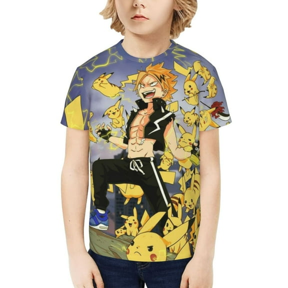 My Hero Academia Denki Kaminari Kids T-Shirt 3d Printed Graphic T-Shirts Boys And Girls Short Sleeve Shirts For Youth Kids X-Small