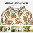 thumbnail image 4 of Fotbe Frog Hold Strawberry Pattern Womens Long Sleeve Hoodie, Pullover Hooded Sweatshirt, Kangaroo Pocket Hoodie with Eye-catching Drawstrings-X-Large, 4 of 7