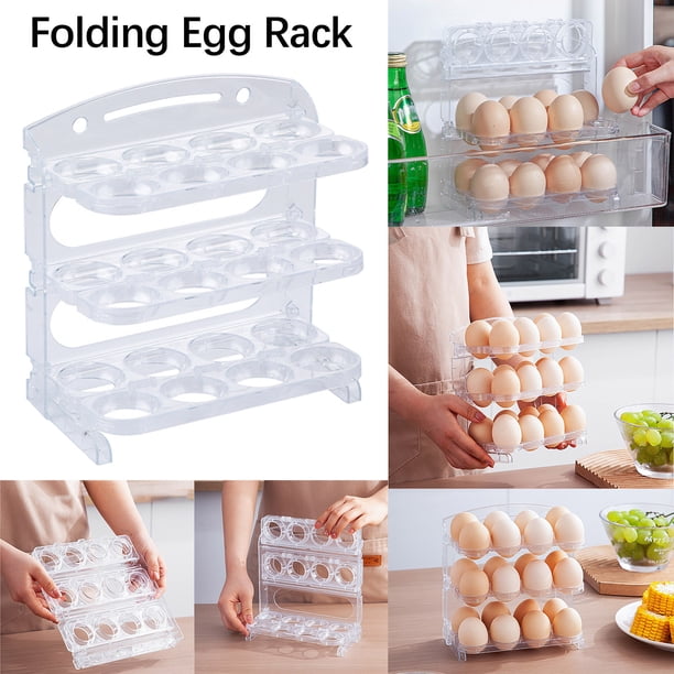 Folding Eggs Storage Box Multi-layer Refrigerator Side Door Shelf Three-layer Eggs Box