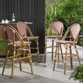 thumbnail image 2 of Grelton Outdoor Aluminum French Barstools, Set of 4, Rust, White, and Bamboo Finish, 2 of 9