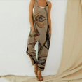 thumbnail image 3 of Gibobby pantalones holgados de oficina Estampado casual Tirantes abstractos Mono retro Damas Mono de mujer(Caqui， XL), 3 of 5