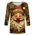 thumbnail image 4 of LEKWK Christmas 3/4 Sleeve Shirts for Women Funny Holiday Xmas Graphic Tops Crew Neck Going Out T Shirt Fashion Family Party Outfits, 4 of 5