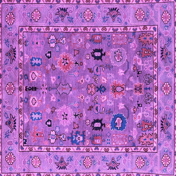 Ahgly Company Indoor Square Oriental Purple Traditional Area Rugs, 6' Square