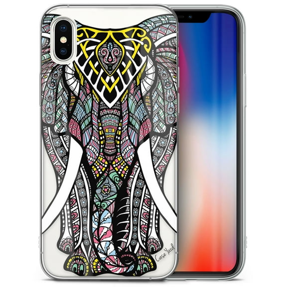 Case Yard iPhone-X Case Clear Soft & Flexible TPU Ultra Low Profile Slim Fit Thin Shockproof Transparent Bumper Protective Cover Drop Protective Cell Phone Cases (Zen Elephant)