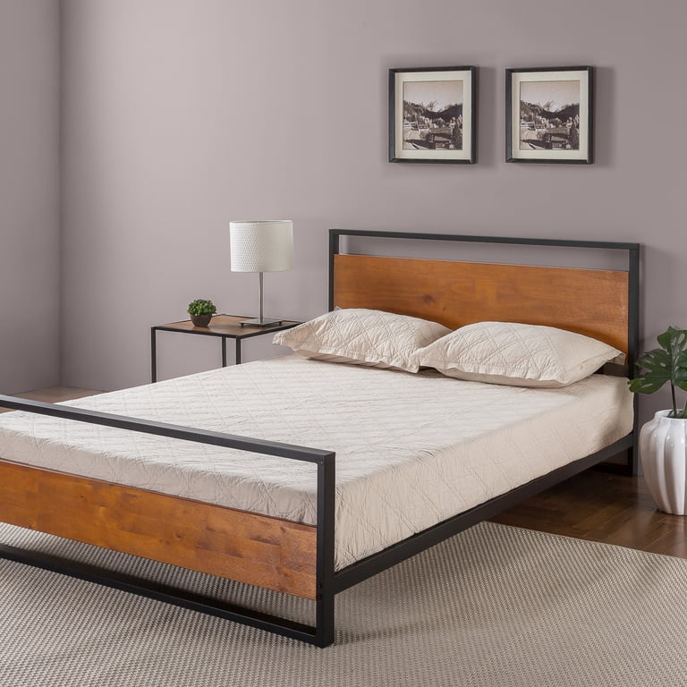 Zinus Queen Size Suzanne Wooden and Metal Platform Bed with