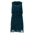 thumbnail image 4 of Puliio Womens Dresses Crew Neck Hot Drilling Sleeveless Tiered Dress Summer Solid Color Casual Fashionable Party Knee-Length Maxi Dresses, 4 of 4