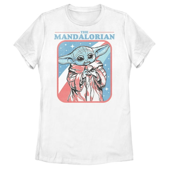 Women's Star Wars: The Mandalorian Fourth of July Grogu Stars and Stripes Graphic Tee White Large