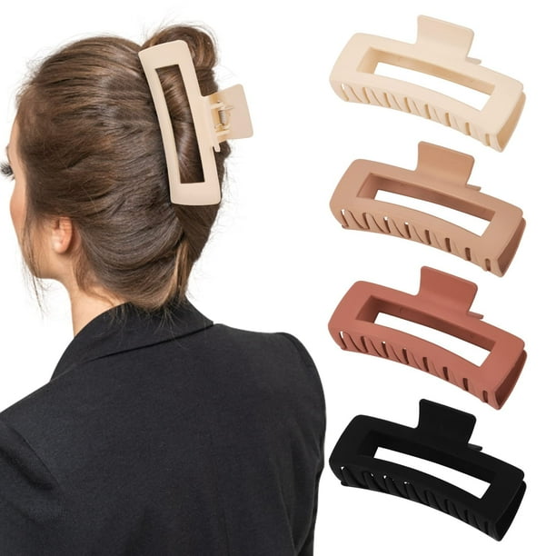 Paquete de 4 clips de garra extra grandes de 5 pulgadas para cabello grueso, clips de garra grandes antideslizantes mate para cabello largo y grueso y rizado, clip de garra gigante, clips de garra XL,