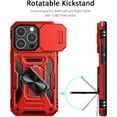 thumbnail image 2 of for iPhone 14 Pro Case with Slide Camera Cover Drop Tested Military Grade Heavy Duty Protective Durable Sturdy Rotate Ring Kickstand Phone Case for iPhone 14 Pro(Red), 2 of 14