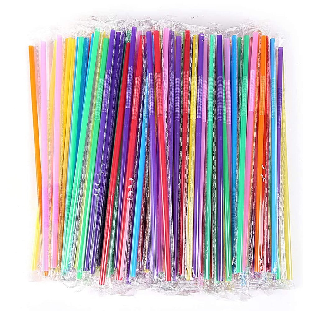 25Pcs Reusable Colorful Hard Plastic Stripe Drinking Straw Clean Wedding PartySG