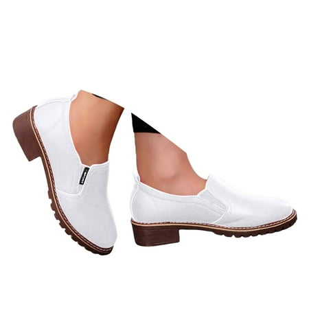 

Mepaouo Womens Low Top Booties Waterproof Low Heel Casual Walking Work Slip on Ankle Boots(White 5.5)