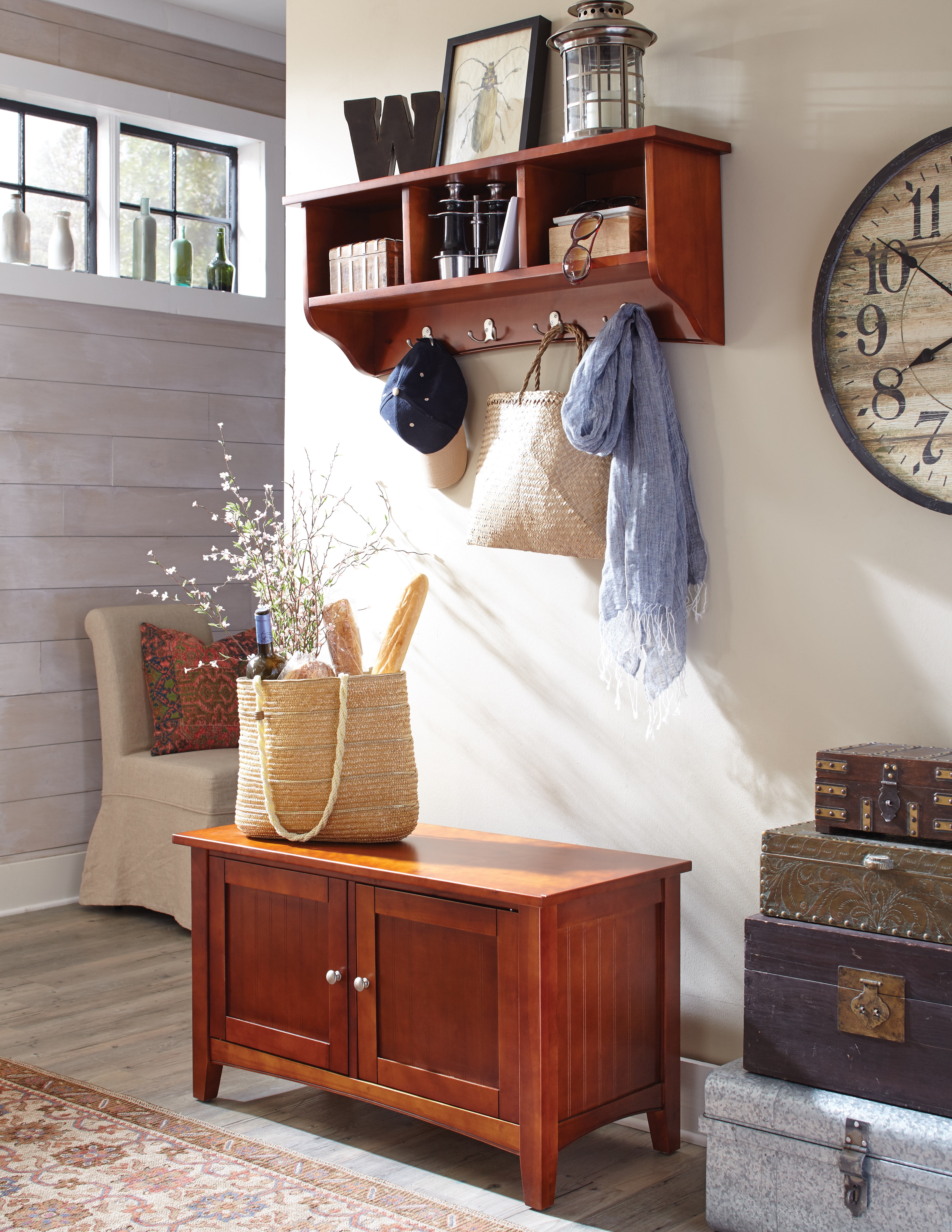 Alaterre Shaker Cottage Storage Bench Coat Hook With Alaterre Shaker Cottage Storage Bench Coat Hook With Cherry
